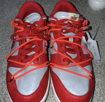 Nike Dunk Low Men's Sneakers Off-White/University Red, Size 8.5