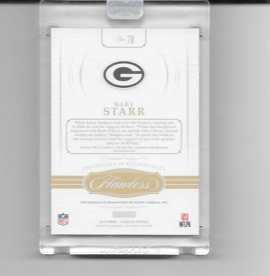 Panini Flawless Emerald #78 2018 Bart Starr Green Bay Packers 4 de 5 Foto 2 de 2