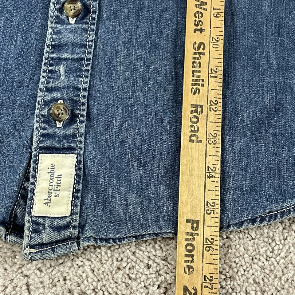 Vintage Abercrombie & Fitch Shirt Mens L Muscle Denim Button Up Western Y2K T287 - Image 4 of 4