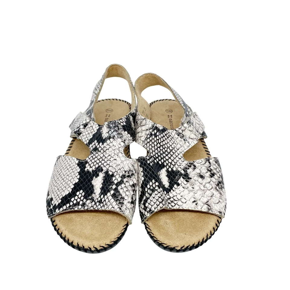 Sandalias planas Naturalizer Scout para mujer cuero alabastro gris negro talla 7,5 M Foto 4 de 4