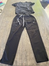 FIGS Scrub Set for Women Catarina Top Zamora Jogger Pants Color Black Size XS
