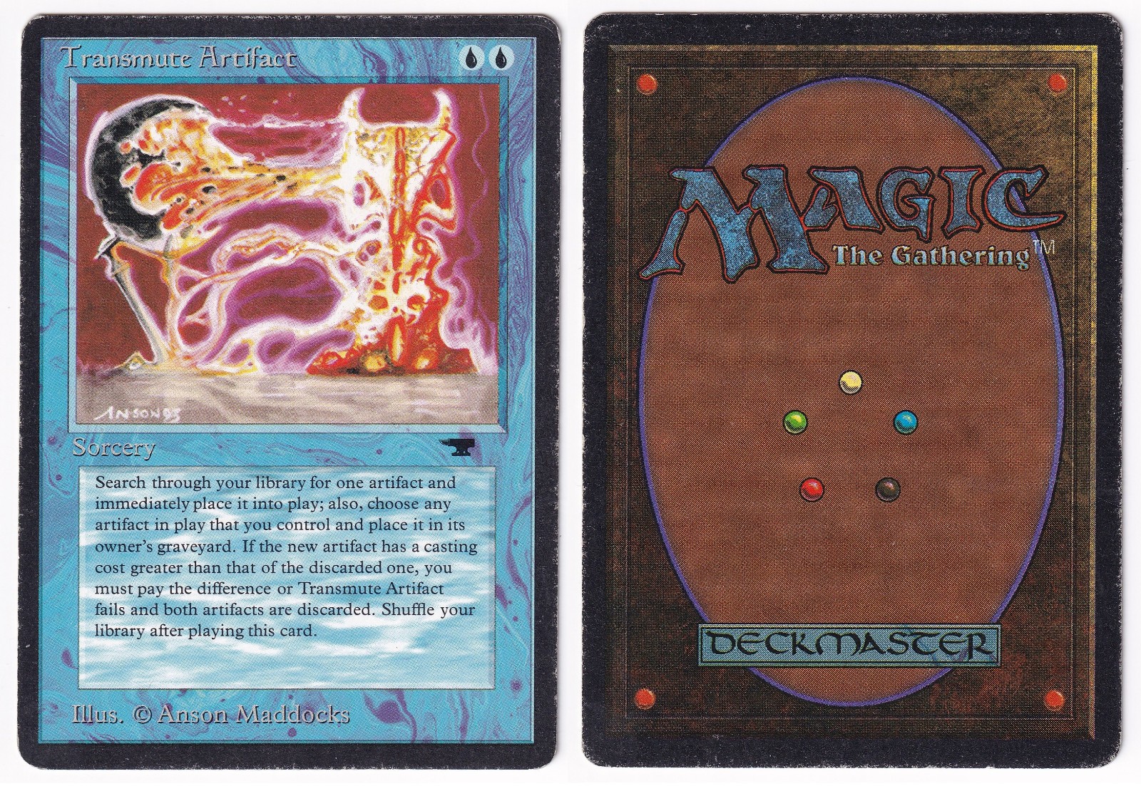 Transmute Artifact Antiquities Magic 1994 Anson Maddocks Blue HP MTG English