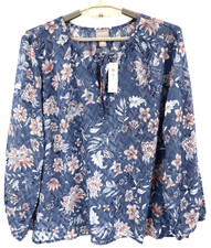 NWT CHICO'S Women's Sheer Polyester Blouse 3/4 Sleeve Floral Multicolor 3 L XL