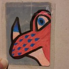 Blue Horned Lizard Animal painted art Card laminated ooak aceo atc  — photo 1