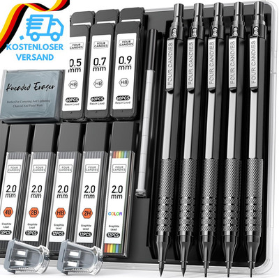 Four Candies Metall-Druckbleistift-Set, 3 Stück Kunst-Minenbleistifte 0,5, 0,7,
