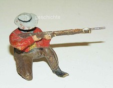Wildwest-Mann, schie&szlig;t knieend mit Gewehr, Elastolin, um 1935 !!!