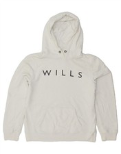 JACK WILLS Womens Classic Fit Graphic Hoodie Jumper UK 12 Medium White BV15