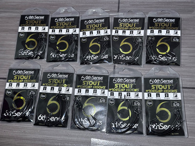 (Lot of 10 packs) 6TH SENSE STOUT WIDEGAP HOOKS 5CT PKG ( NEW ) SZ 5/0