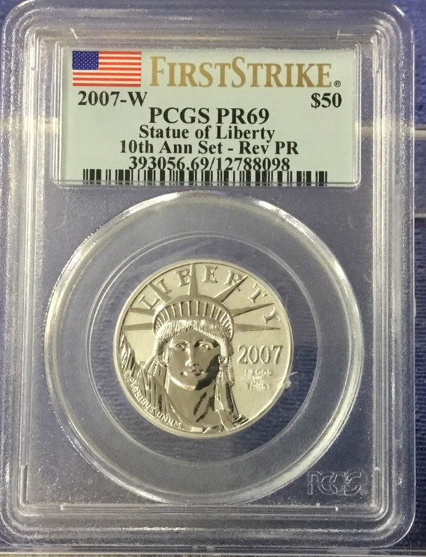 2007-W Platinum American Eagle 1/2 oz. $50 - Statue of Liberty - PCGS Rev. PR69