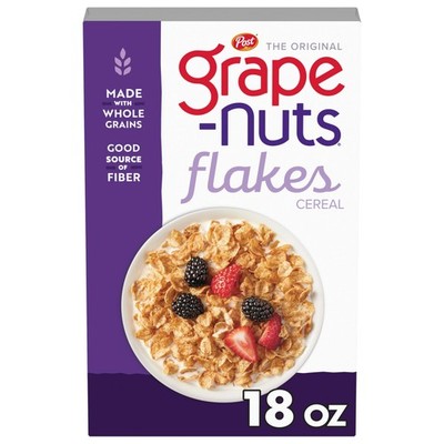 Grape Nuts Flakes Breakfast Cereal, Crispy Whole Wheat 18 Ounce (Pack of 1) 