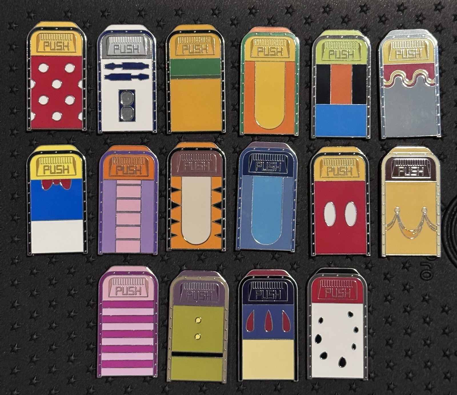 2025 Disney Character Trash Bins Cans Mystery Pins Complete Full Set Of 16 Pins