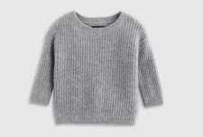 Suéter túnica de pescador de cachemir lavable Quince nuevo con etiquetas en gris talla 18-24 meses