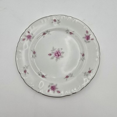 Ark-Crest Fine China Victoria Rose Scalloped Dinner Plate 6'' Pink Floral Vintage
