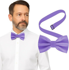 Bow Tie for Men Polyester Solid Pretied Bowties Adjustable Tuxedos Bowtie for We