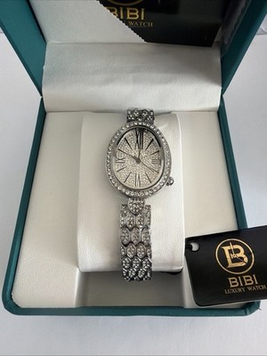 BIBI Luxury Watch Women s Silver Iced Out Cushion Dial Quartz Bracelet