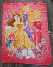 Vtg 2013 Disney Princesses Thin Fleece Throw Blanket By Northwest 62x41  Pink