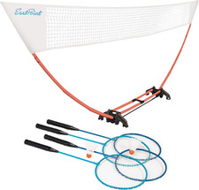 Easy Setup Badminton Set - 5 Ft Net, 4 Rackets 2 Shuttlecocks - Quick Setup Po