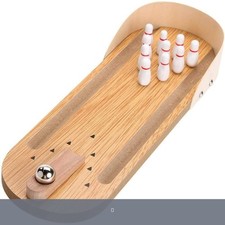 Tabletop Mini Bowling Game Set Wooden Desktop Arcade Stress Relief Toy