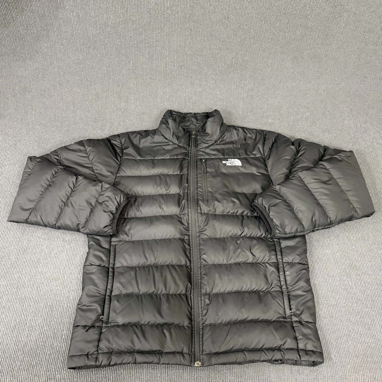 The North Face Jacket Mens Large Black Down Puffer Full Zip Pockets Winter