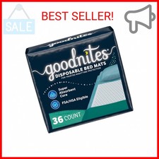Goodnites Disposable Bed Pads/Bed Mats for Bedwetting, 2.4 x 2.8 ft, 36 Ct 4 Pa