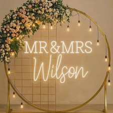 Insegna Neon LED Ricevimento Matrimonio Personalizzata Coppia Nome Decorazione Parete