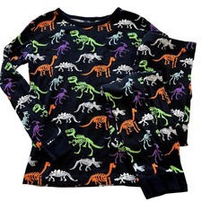 Kids Dinosaur Skeleton Halloween Pajama Set Size 12