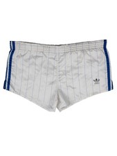 Vintage 80s Adidas Sprinter West Germany M Pinstripe Nylon Glanz Shiny Shorts
