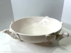 Vintage Jeannette Co Shell Pink Milk Glass Footed 3 Pheasant Bowl  8" Dia  MCM