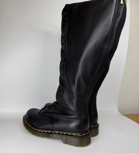 Dr. Martens 1B60 schwarz Leder 20-Loch Schnürung & seitlicher Reißverschluss kniehohe Stiefel Größe 6 - Bild 12 von 19