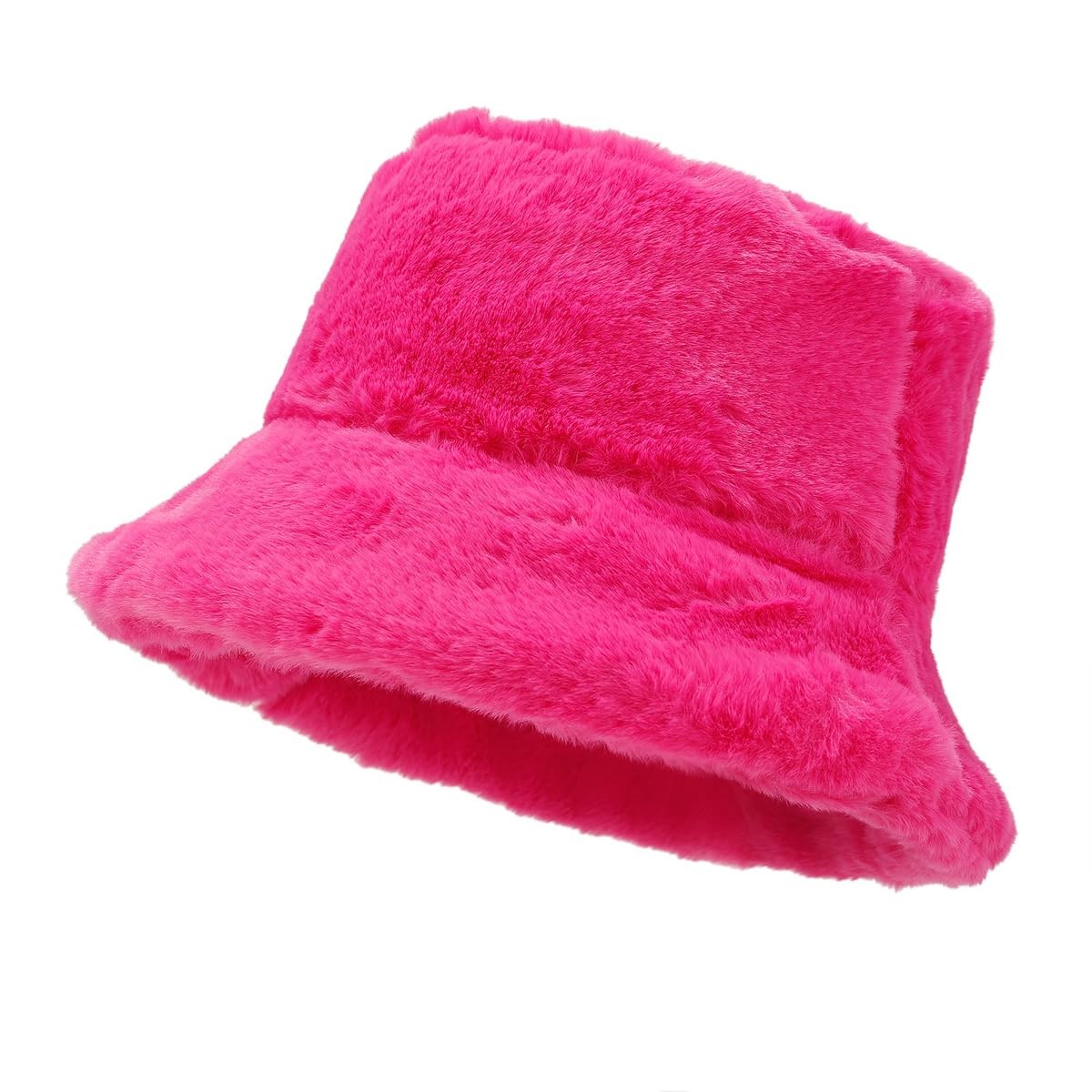 Winter Faux Fur Fuzzy Bucket Hat Fluffy Warm Hat Plush Fisherman Hat for Women