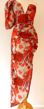 NEW PRETTY LITTLE THING DRESS FLOWER FLORAL ORIENTAL MIDI ONE SHOULDER BEAUTIFUL