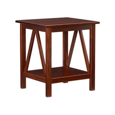 Linon Home Decor End Table 22.25" H X 20" W, Rectangular Wood W/ Lower Shelf