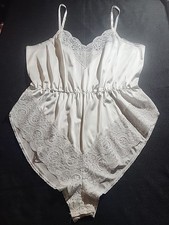 Vtg Antron III Nylon Teddy Snap Crotch Wide Front Lace Trim Size 26W-28W 03182