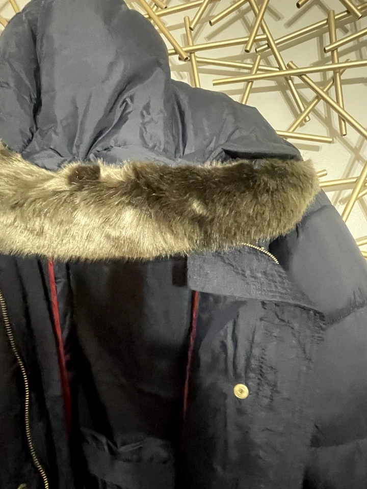 Joules Blue 女式 Puffer 冬季夹克“Hartwell”毛皮 121 码绝缘 — 第 4/4 张图片