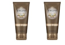 2  Jergens NATURAL GLOW  INSTANT SUN Self Tanner Lotion Light Bronze 6 Oz ea