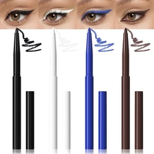 evpct 4Pcs White Blue Eyeliner Pencils Set for Eyes, Black Brown Eye Liner Pe...
