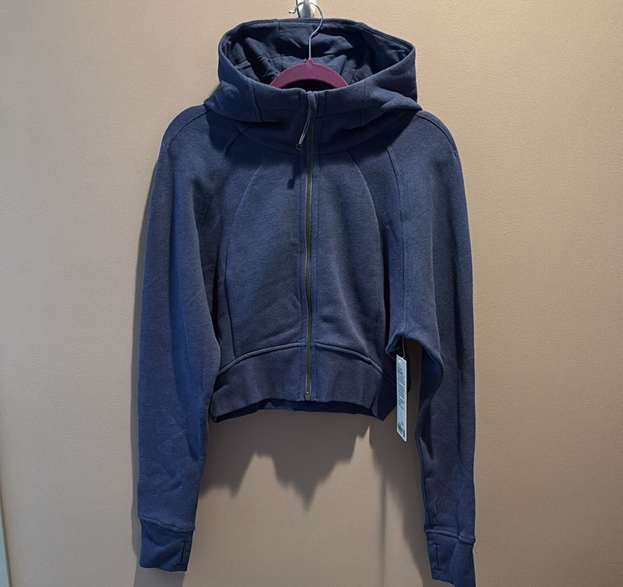 Lululemon Scuba Full ZIP CROPPED HOODIE HEATHERED OASIS BLUE SZ 12