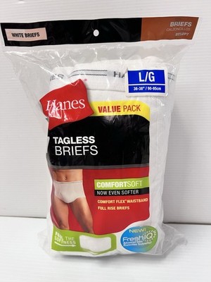 Mens 2014 Hanes Tagless Briefs 7 Value Pack Large 36-38 Tighty Whities