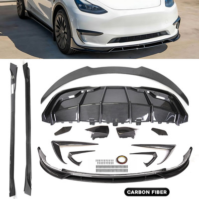 Fits 2020-24 Tesla Model Y Fast Style Carbon Fiber Finish Full Body Kit Aerokit