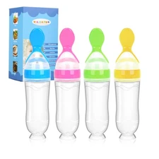 Baby Food Feeder 4 Pack Silicone Baby Food Dispensing Spoon-, 3 oz Squeeze Fe...