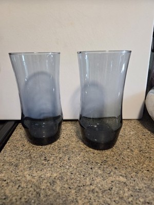 Set of 2 Vintage Libbey APOLLO BLUE 16oz Tumblers Iced Tea Glasses Retro Glass
