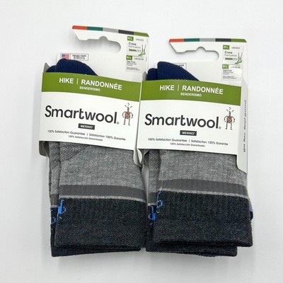 Smartwool 2 Pack Men's Performance Merino Wool Hike Crew Socks Size Med Grey