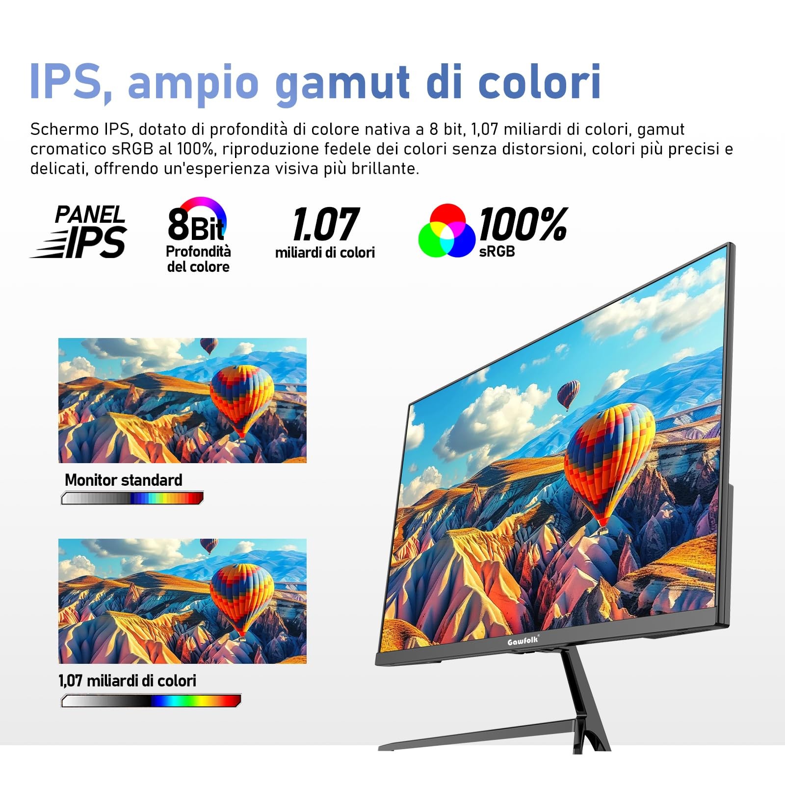 Gawfolk Monitor PC IPS 27 2K QHD (2560×1440) schermo gaming 75Hz 1ms Adaptive foto 3