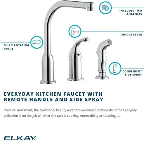 Elkay LK3001 Everyday 1.5 GPM Widespread Kitchen Faucet - Includes Side Spray - Image 4 of 4