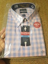 men's dress shirt Stafford brand pink and blue gingham reg fit super stretch