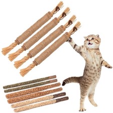 FOIMAS Silvervine Sticks Cat Toys,10pcs Chew Stick Catnip Toy brown