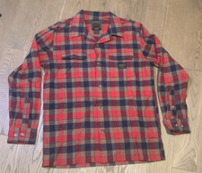 Pendleton Emerica Board Shirt M Virgin Wool Plaid Loop Collar Long Sleeve