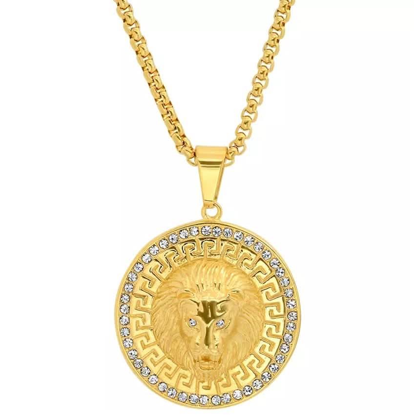 Men's Stainless Steel and 1.2 CTTW CZ Lion Head Pendant