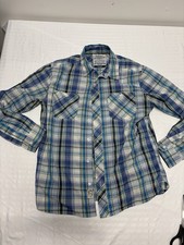 Levi Strauss Co Vintage Men's Medium M Plaid Long Sleeve Button Up Shirt Blue