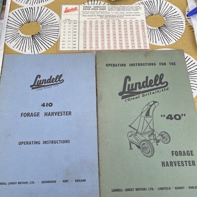 Lundell 410 & 40 Feldhäcksler / Bedienungsanleitungen & Rotordrehzahltabelle 